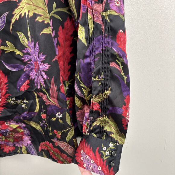 Lauren Ralph Lauren Women’s Large Floral Blouse Black Red Purple Long Sleeve - Picture 5 of 9